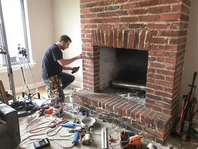 Palm Beach Gardens Chimney Sweep specialist finalizing chimney liner service in Palm Beach Gardens, FL