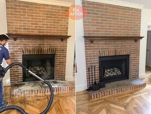 Palm Beach Gardens Chimney Sweep carefully sanitizing a fireplace in Palm Beach Gardens, FL